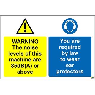 Picture of Warning The Noise Levels Of This Machine Are 85 Db(A) Or Above You Are Required By Law To Wear Ear Protectors Safety Sign 