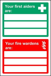 Picture of Your first aiders are and your fire wardens are 