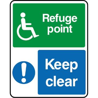 Picture of "Wheel Chair Accessible Symbol- Refuge Point, Keep Clear" Sign 