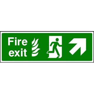 Picture of "Nhs Fire Exit-Running Man Up/Right Directional Arrow " Sign 