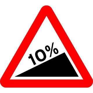 Picture of "Warning- Steep Hill Down Right 10%" Sign 