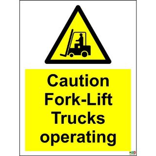 Picture of Warning Caution Fork-Lift Trucks Operating Safety Sign 