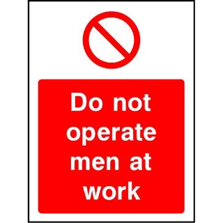 Picture of "Do Not Operate Men At Work" Sign 