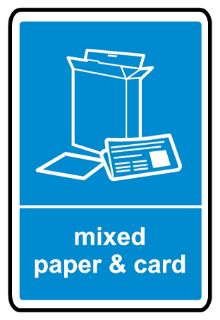 Mixed Paper & Card Recycling Sign, KPCM Health and Safety Signs