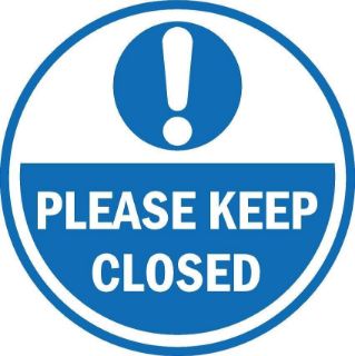 Picture of Please keep closed, circle - Self adhesive sticker (100mm x 100mm)