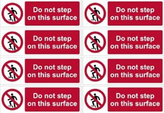 Picture of Do not step on this surface sign - 150x50mm pack of 8 stickers on A4 sheet