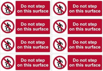Picture of Do not step on this surface sign - 150x50mm pack of 8 stickers on A4 sheet