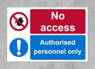 Picture of No access authorised personnel only Safety sign - Self adhesive sticker (200mm x 150mm)