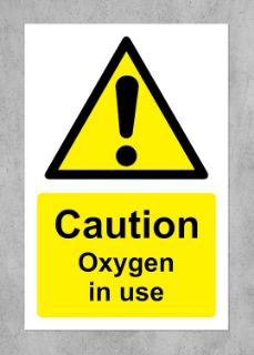 Picture of Caution oxygen in use Safety sign - Self adhesive sticker 200mm x 150mm
