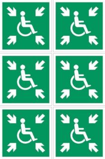 Picture of Disabled refuge point sign, 100x100mm - Pack of 6 stickers on A4 sheet