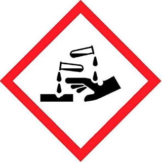 Picture of Corrosive coshh symbol Safety sign - Self adhesive sticker 100mm x 100mm