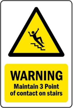 Picture of Warning maintain 3 point of contact on stairs Safety sign - Self adhesive sticker (400mm x 300mm)