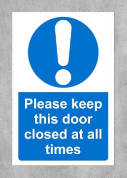 Picture of Please keep this door closed at all times Safety sign - 1mm Plastic sign (200mm x 150mm)