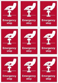 Picture of Emergency stop sign - 70x100 mm, pack of 9 stickers on A4 sheet