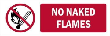 Picture of No naked flames, prohibition sign - Self adhesive sticker (300mm x 100mm)