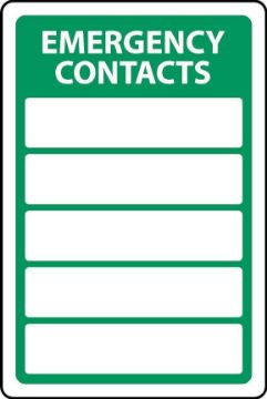 Picture of Emergency contacts First aiders etc safety sign - 3mm Aluminium sign (800mm x 600mm)