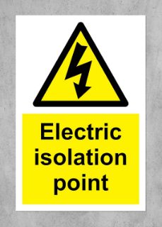 Picture of Electric isolation point Safety sign - Self adhesive sticker 150mm x 100mm