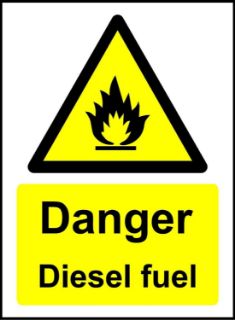 Picture of Danger Diesel Fuel Safety Sign - 1.2mm Rigid Plastic 200mm x 150mm