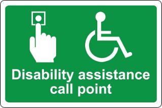 Picture of Disability assistance call point Safety sign - Self adhesive sticker (150mm x 100mm)
