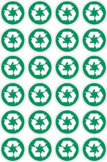 Picture of Recycle Sign, 50mm Circle - Pack of 24 Stickers on A4 Sheet