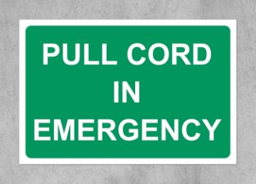 Picture of Pull cord in emergency safety sign - Self adhesive sticker (150mm x 100mm)