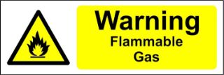 Picture of Warning signs Flammable gas Safety sign - Self adhesive sticker 150mm x 50mm