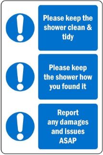 Picture of Please keep the shower clean and tidy safety sign - 1mm flexible Plastic (200mm x 150mm)