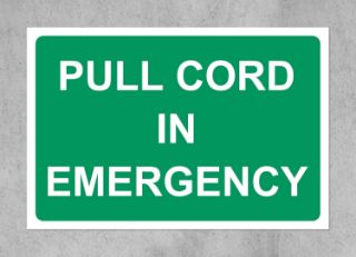 Picture of Pull cord in emergency safety sign - 1mm Plastic sign (150mm x 100mm)