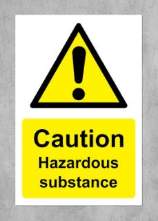 Picture of Caution hazardous substance Safety sign - Self adhesive sticker 200mm x 150mm