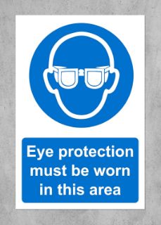 Picture of Eye protection must be worn in this area Safety sign - 1.2mm Rigid plastic 300mm x 200mm