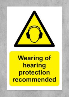 Picture of Wearing of hearing protection recommended sign - 1.2mm rigid plastic 300mm x 200mm