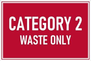 Picture of Category 2 waste only, safety sign - Self adhesive sticker (300mm x 200mm)