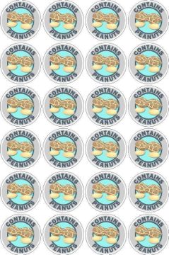Picture of Contains Peanuts Food Safety Signs 50mm Cut Out Sticker - Pack of 24 Stickers Supplied on an A4 Sheet