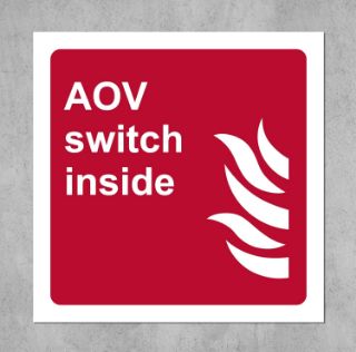 Picture of AOV switch inside, safety sign - 1mm flexible Plastic sign (100mm x 100mm)