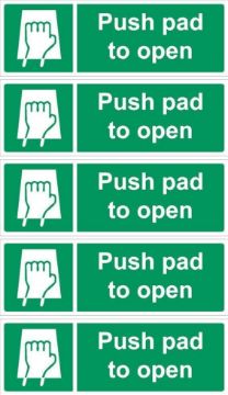 Picture of Push pad to open sign - 200x66mm, pack of 5 stickers on A4 sheet