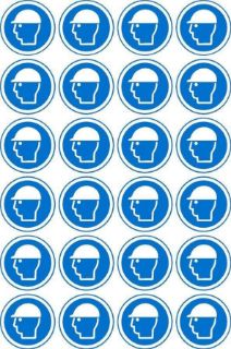 Picture of Hard hat sign, 50mm circle - Pack of 24 stickers on A4 sheet
