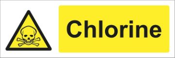 Picture of Warning Chlorine Safety Sign - Self Adhesive Sticker 300mm x 100mm