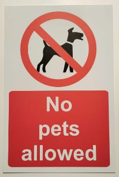 Picture of No Pets Allowed Safety Sign - Self Adhesive Sticker (200mm x 150mm)
