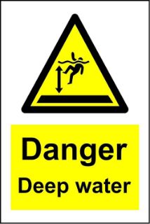 Picture of Danger deep water safety sign - 1.2mm rigid plastic 300mm x 200mm