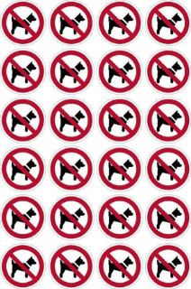 Picture of No Dogs Symbol Sign 50mm Circle - Pack of 24 Stickers on A4 Sheet