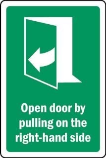 Picture of Open door by pulling on the right hand side of the door sign - Self adhesive sticker (300mm x 200mm)