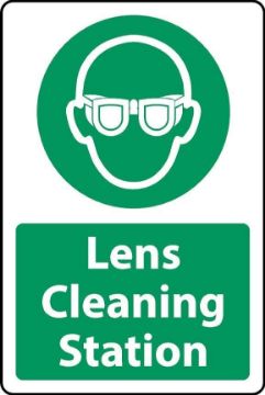 Picture of Lens cleaning station Safety glasses sign - Self adhesive sticker (400mm x 300mm)
