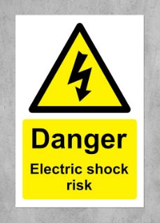 Picture of Danger Electric Shock Risk Safety Sign - 1.2mm Rigid plastic 150mm x 100mm