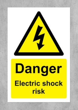 Picture of Danger Electric Shock Risk Safety Sign - 1.2mm Rigid plastic 150mm x 100mm