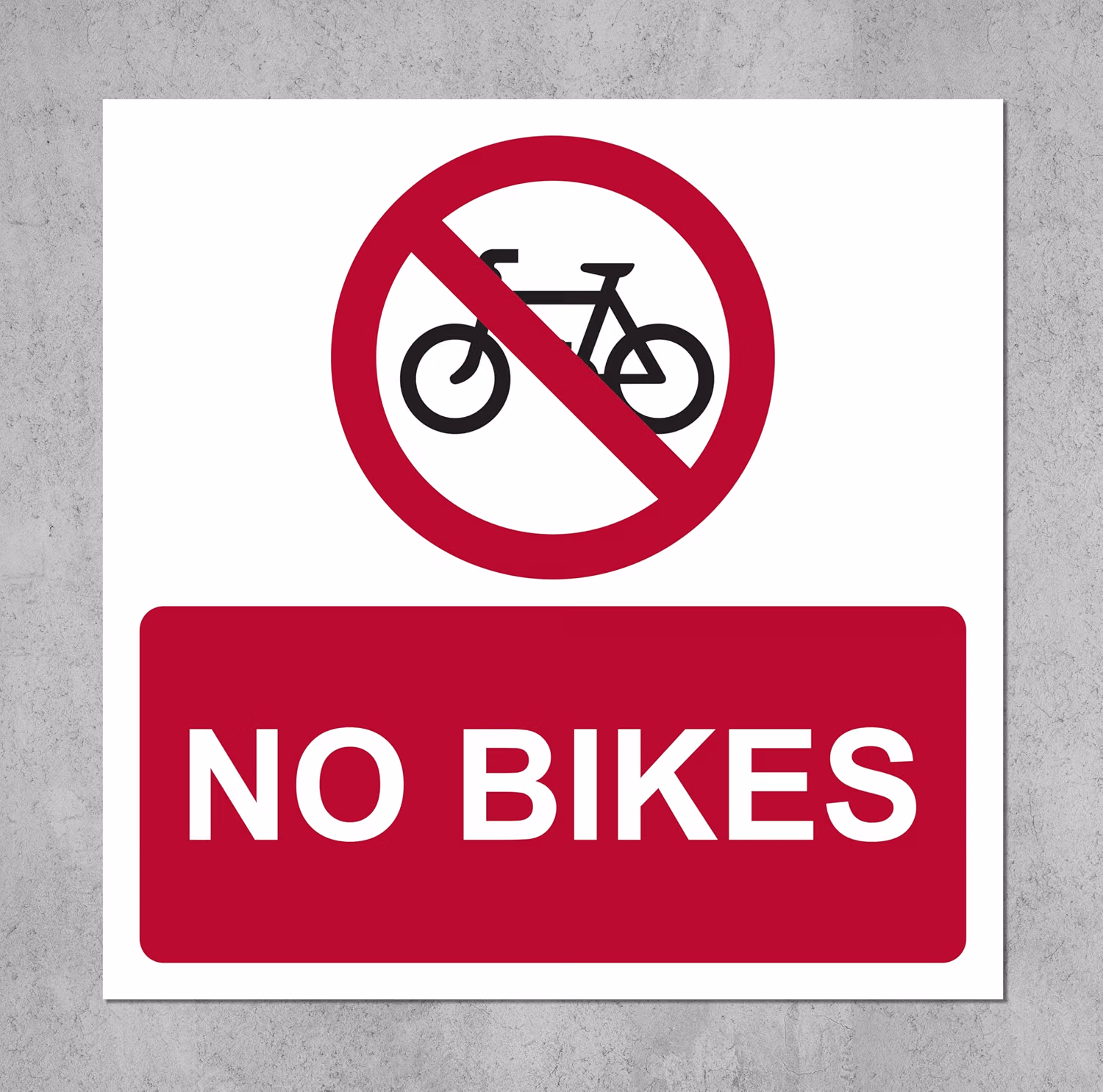 Picture of No bikes safety sign notice sign - 1.2mm rigid plastic 150mm x 150mm