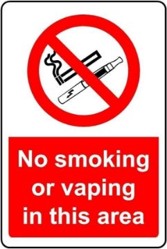 Picture of No smoking or vaping in this area Safety sign - Self adhesive sticker 300mm x 200mm